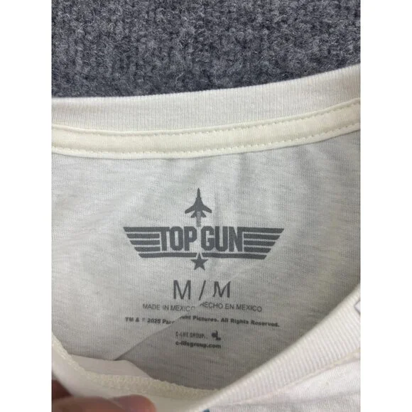 Top Gun Shirt Mens Medium White Logo Graphic Tee Movie Tagless Short Sleeve - Picture 2 of 7